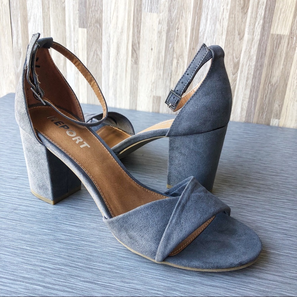 Report | Dark Grey Polly Sandal Suede Heels 9